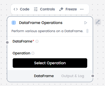 DataFrame Operations component controls