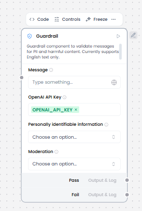 Guardrail component controls