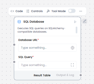 SQL Database component controls
