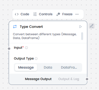 Type Convert component controls